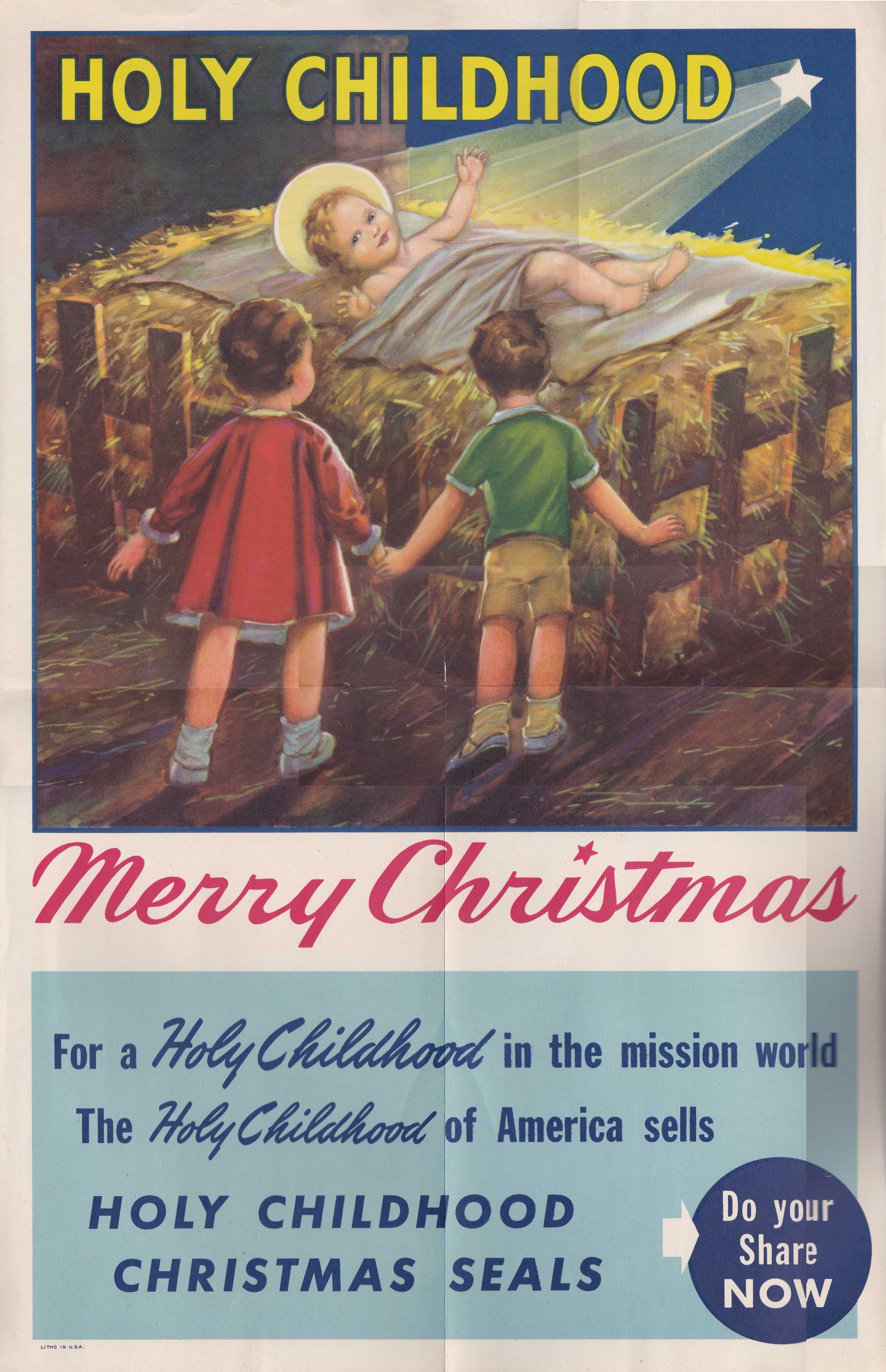 Holy Childhood Catholic Christmas Seals & Unlisted 1943 Poster | The